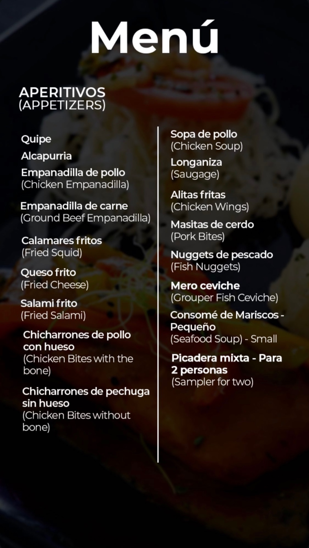 Aperitivos · Appetizers